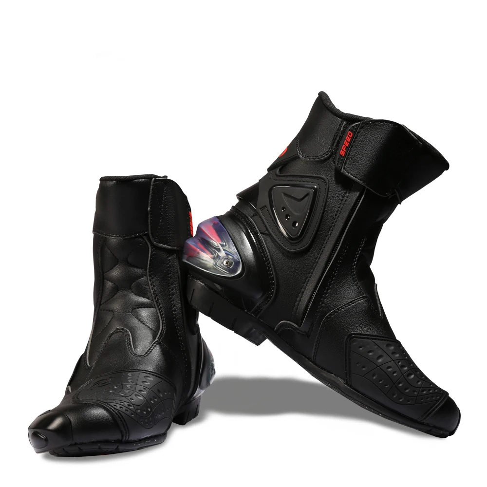 

Motorcycle Boots Wear-resistant Microfiber Leather Racing Motocross Motorbike Riding Mid-Calf Boots Shoes Protective Gear