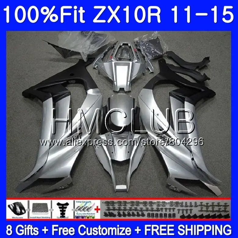 

Injection For KAWASAKI NINJA ZX 10 R ZX10R 11 12 13 14 15 41HM.27 ZX 10R 1000 ZX-10R hot silver 2011 2012 2013 2014 2015 Fairing