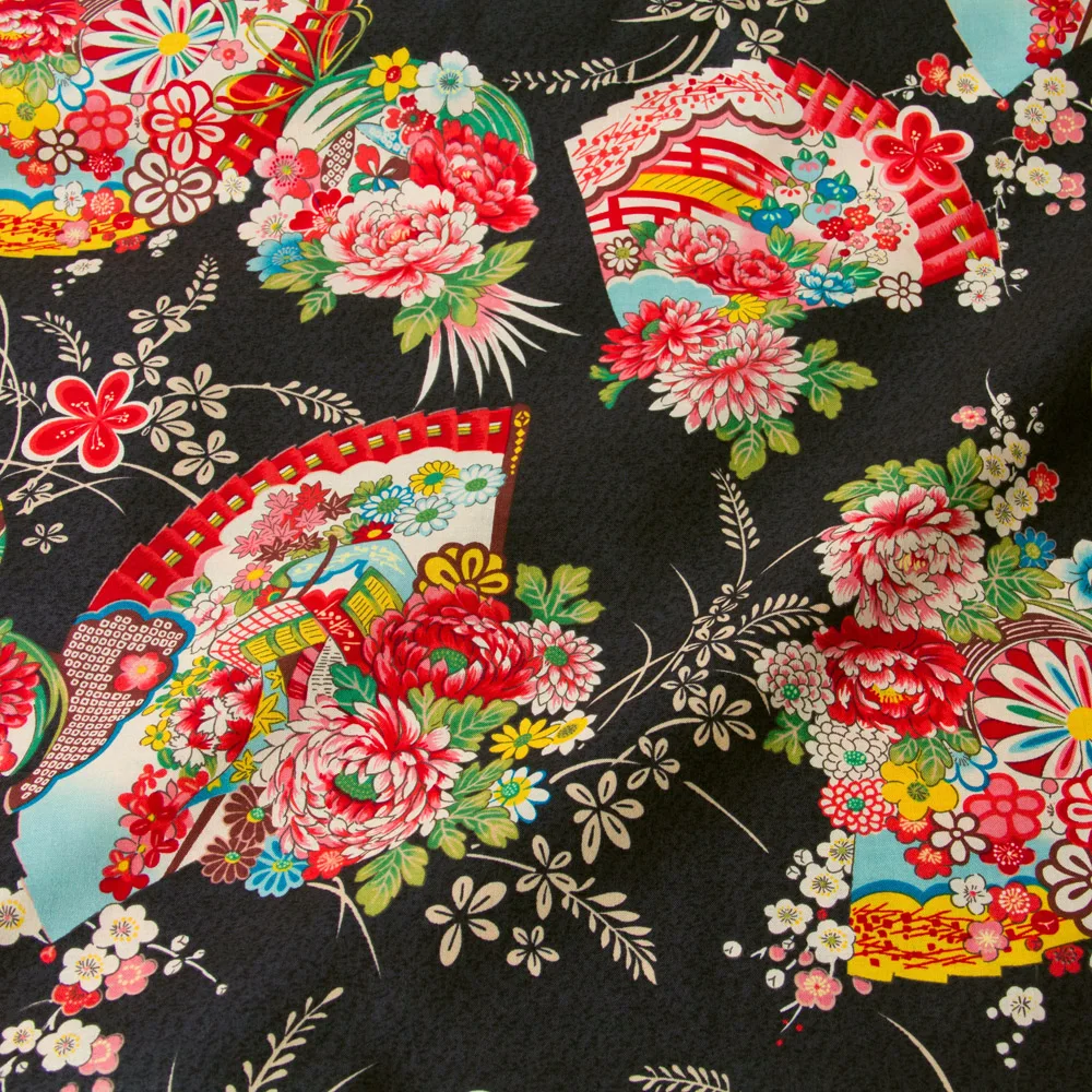 

50cm*110cm Japanese kokka Patchwork Kimono Cotton Fabrics Textile Quilting Cloth Fabric for sewing Flower Fan E