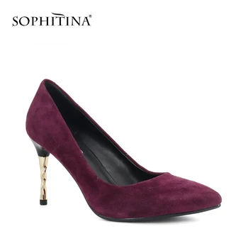 

SOPHITINA Spring Shallow Pumps Fashion Spiral Super High Thin Heel Kid Suede Slip-On Women's Shoes Elegant Round Toe Pumps A76