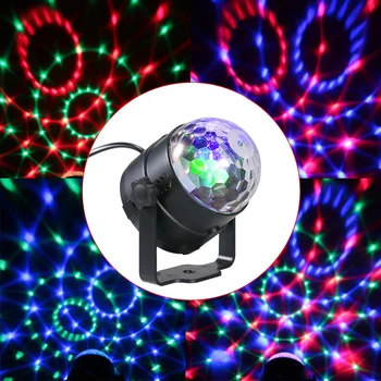 

Mini Crystal Magic Rotating Ball Effect LED Stage Lights Auto Sound Activated RGB LED for KTV Xmas Party Show Club Pub Disco DJ
