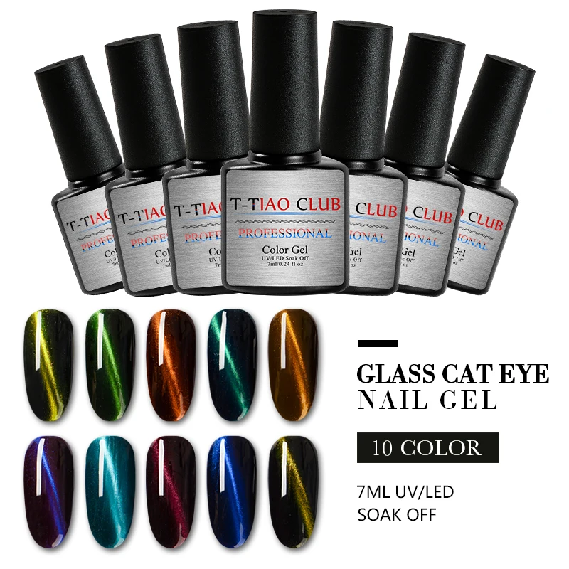 

T-TIAO CLUB Magnet Glass Nail Gel Polish Cat Eye Effect UV Gel Nail polish Soak off Chameleon Magnetic Gel Varnishes Lacquer