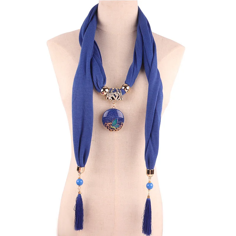 RUNMEIFA подвески, ожерелья, украшения из хлопка, шарф для женщин/женщин, новая мода, винтажная Длинная кисточка, однотонный богемный стиль 170*40 см - Окраска металла: 16