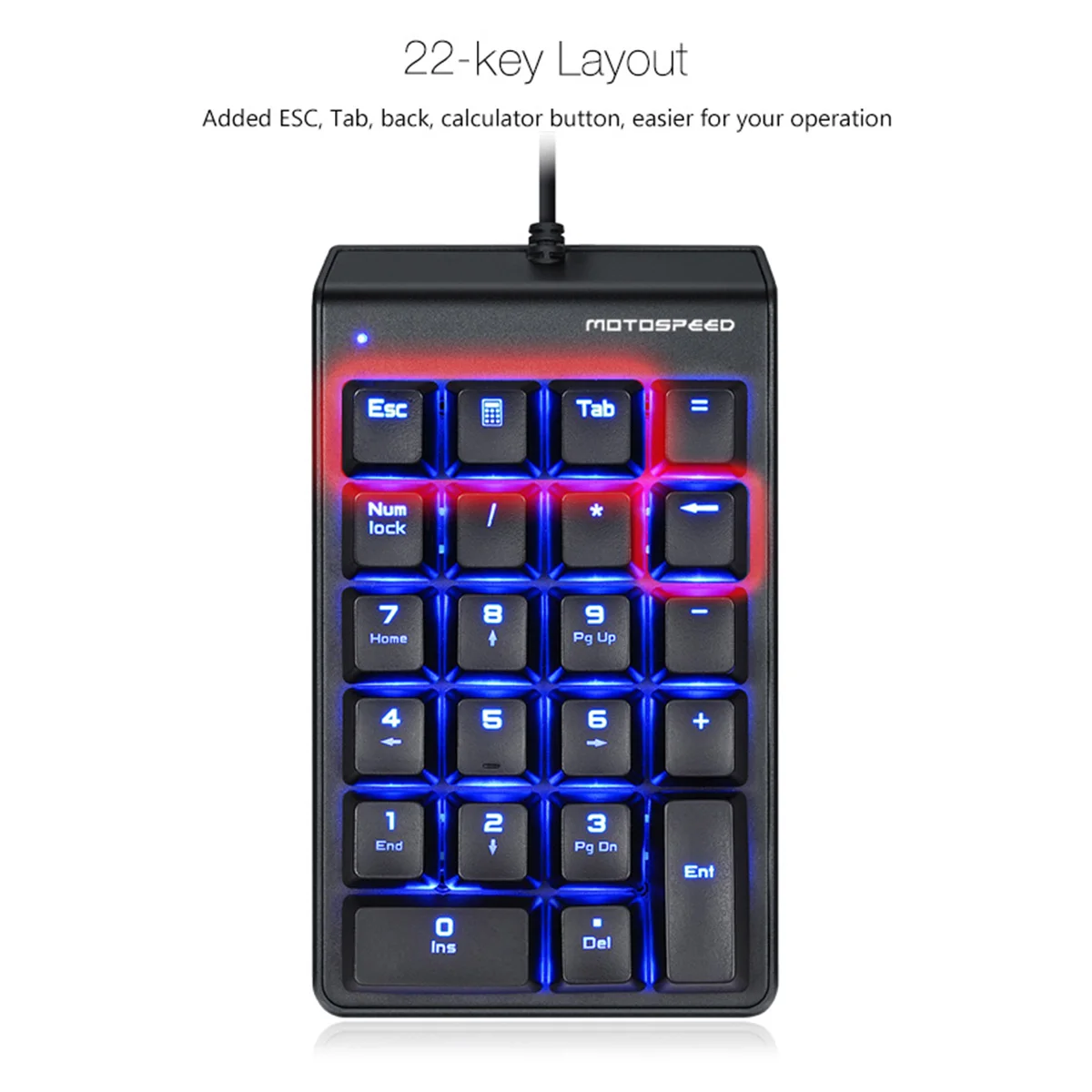 MOTOSPEED K22 Механическая цифровая Проводная клавиатура 22 клавиши мини Numpad подсветка клавиатура Расширенная Раскладка
