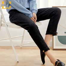 LEIJIJEANS, Новое поступление, весенние шаровары, повседневные свободные женские джинсы, средняя талия, черные, Ретро стиль, свободные, размера плюс, джинсы для женщин 9003
