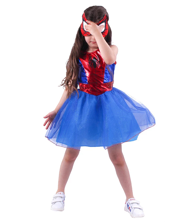 Маскарадный костюм Человека-паука для девочек; Детские Костюмы супергероев с принтом «Яд-паук»; Детские платья для танцев на Хэллоуин; одежда Лиги справедливости