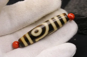 

Treasure Magic LKbrother Magic Tibetan Old Agate Ivory Color 2 Eye Love Symbol dZi Bead 50MM Amulet 3A