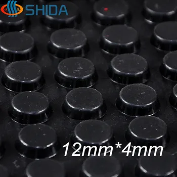 

200PCS 12mm*4mm Black Self Adhesive Anti Slip Bumper Silicone Rubber Feet Pads Flat Silica Gel Shock Absorber For Glass Table