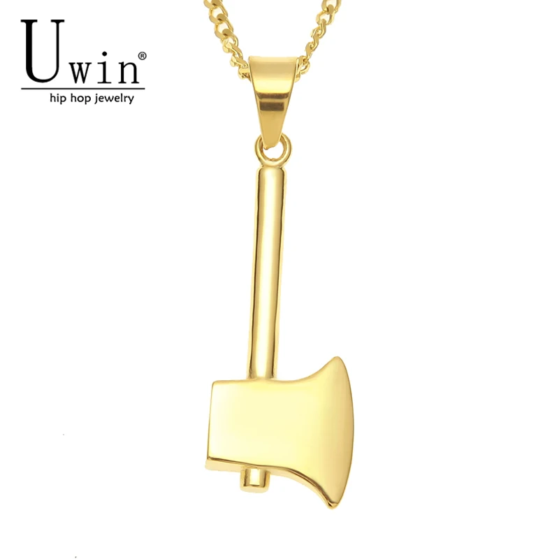 UWIN Stainless Steel Golden Hatchet Pendant Tool Charms Axe Necklace
