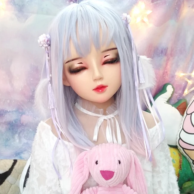 

(Mian-06)Female Sweet Girl Resin Half Head Kigurumi BJD Mask Cosplay Japanese Anime Role Lolita Mask Crossdress Doll Mask