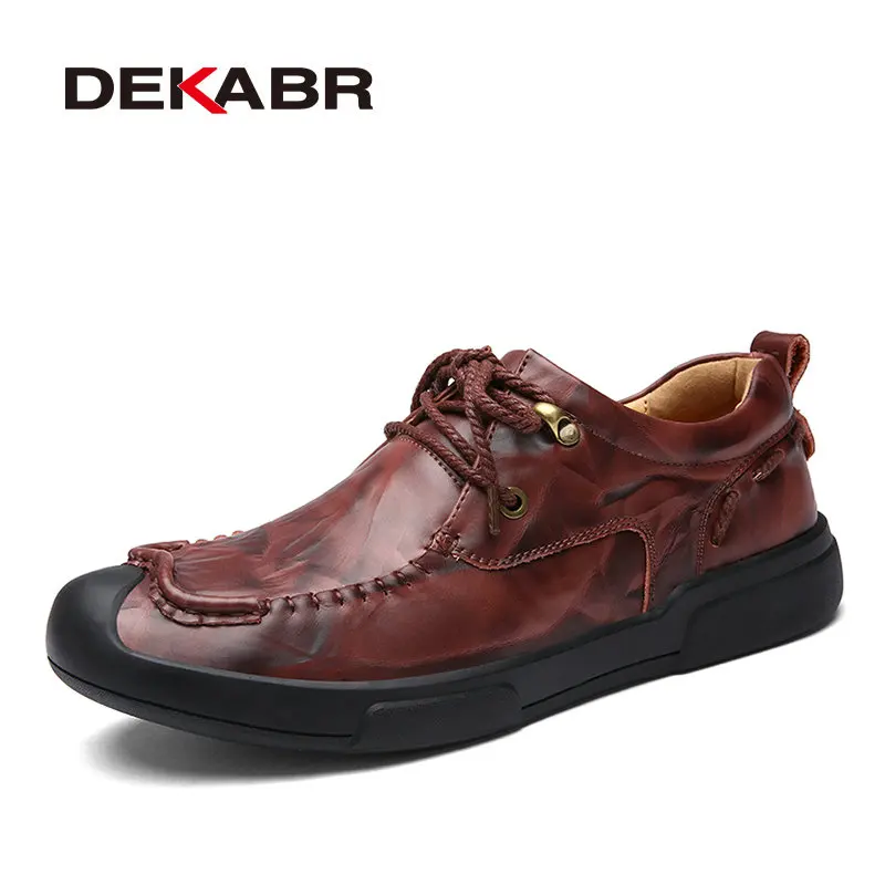 

DEKABR 2019 New Fashion Men's Genuine Leather Shoes Men Lace Up Oxford Flats Summer Comfortable Handmade Moccasins Men Shoes