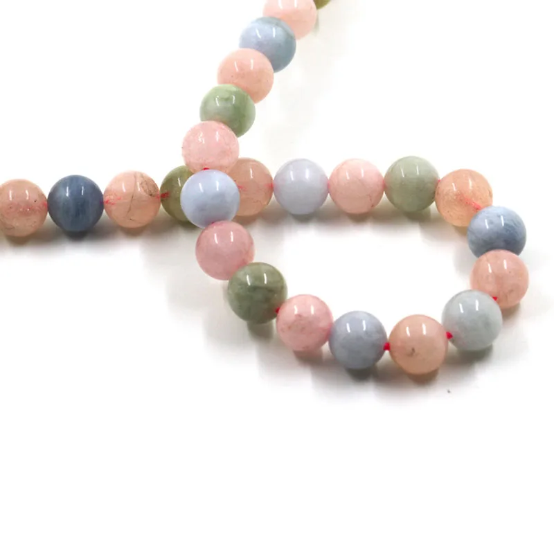Fashion natural stone beads colorful morganite stone round loose beads for jewelry making 15inche/strand diy bracelet necklace