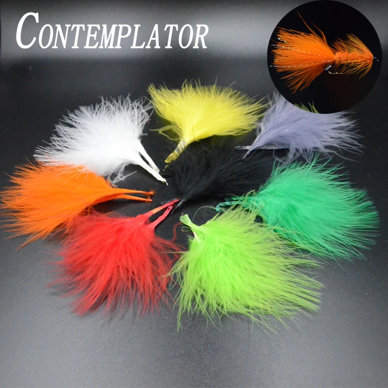 

CONTEMPLATOR fly tying 80pcs blood marabou turkey fluff wooly bugger lure materials 8colors streamer 6-12cm fly fishing feathers