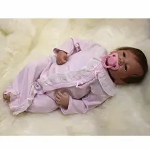 Rooted Mohair Girl Baby Dolls 20 Inch 50 cm Lifelike Reborn Newborn Babies Doll Silicone Toy With Cloth Body Kids Birthday Gift