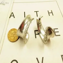 AOMU, Корея, Модные Винтажные С-образные серьги-кольца из металла для женщин, девушек, серьги, аксессуары, вечерние, подарок, Brincos