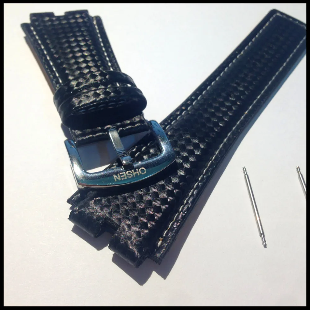 OHSEN New Product watches Bracelet Black Watchbands Leather Strap Watch Band AD0930 Stainless Steel Clasp Watch Accessories  (14)