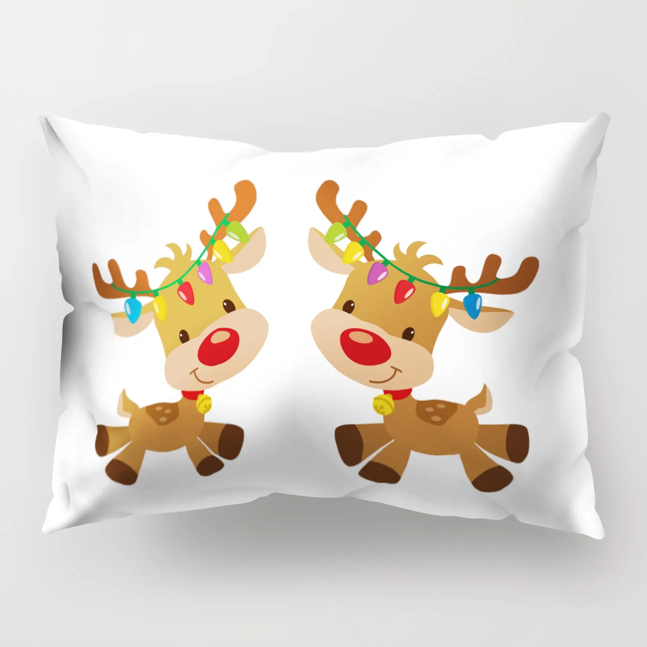 Nordic style Christmas Elk pattern polyester printed pillow cover Home cushion cover rectangular 50x30cm chair lumbar pillowcase - Цвет: 4