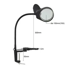 5X Desk LED Magnifying Lamp New Clip-on Table Top Reading Large Lens Magnifier Glass Desk Lamp For Close Work free ship wholesale led table magnifier flexiable soft rod desk lamp magnifying glass loupe clamp 5x magnifier clip fix