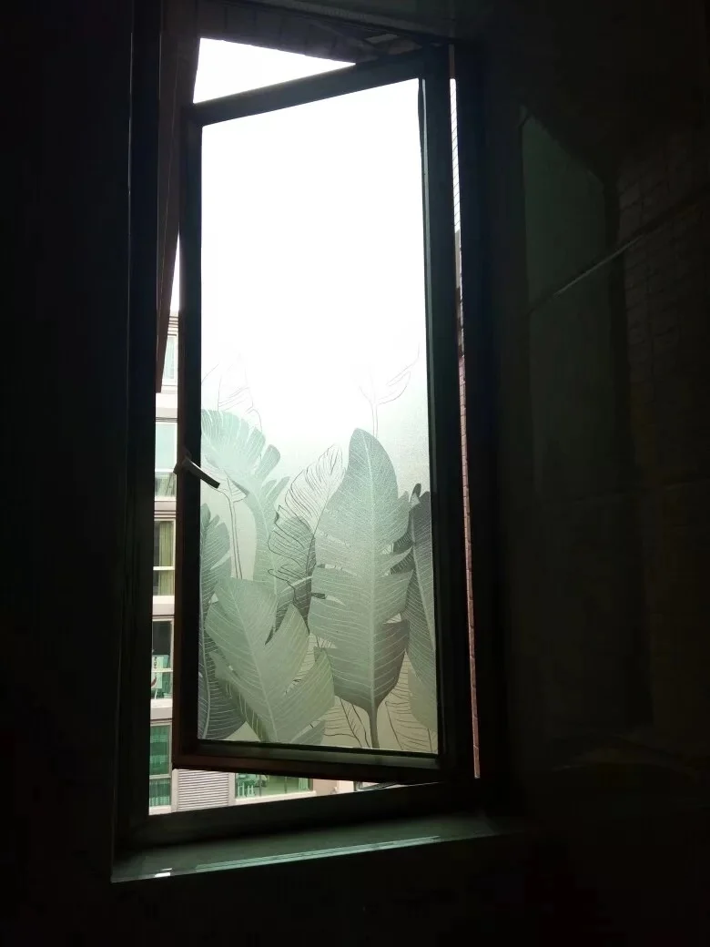Европейские скандинавские листья, Индивидуальный размер, оконная стеклянная пленка, наклейка без клея, наклейка для конфиденциальности, для ванной комнаты, раздвижная офисная дверь, украшение для дома