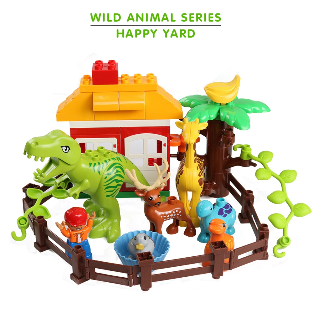

KACUU Building Blocks Bricks DIY Zoo Animal Series Model Figures Big Particle Educational Toys For Kids Compatible with Duplo