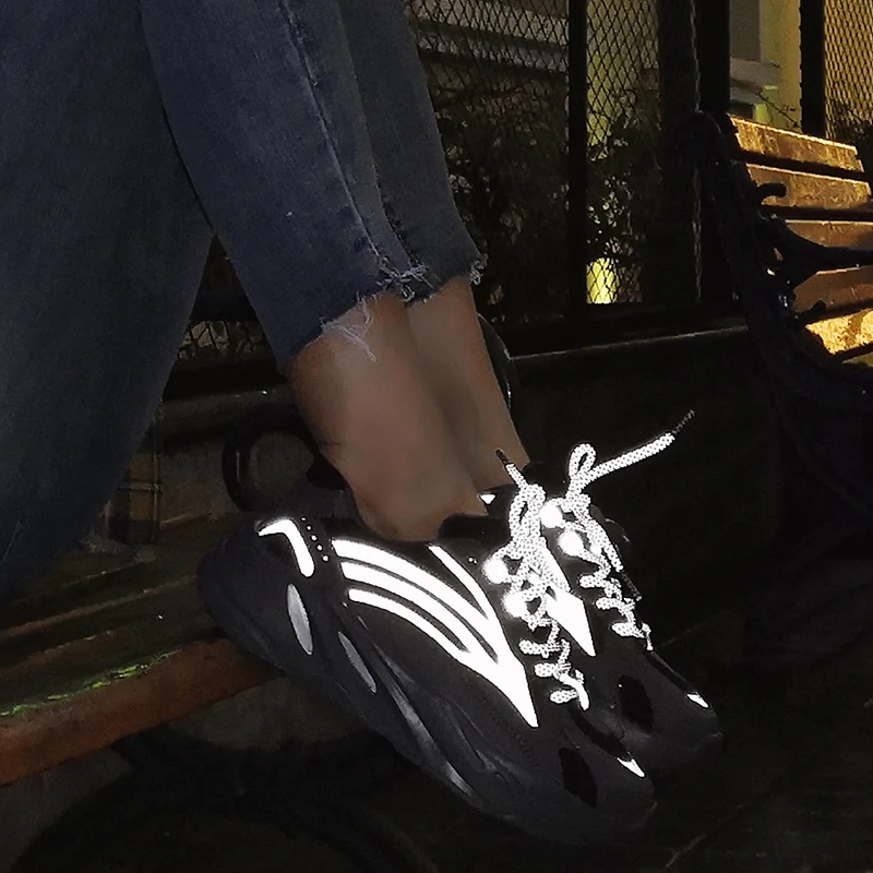 Светоотражающая лента 3M унисекс кроссовки светящиеся в темноте мужские кроссовки 9908 Обувь с дышащей сеткой ТЕННИСНАЯ СПОРТИВНАЯ ОБУВЬ zapatillas hombre Deportiva; сезон весна-осень