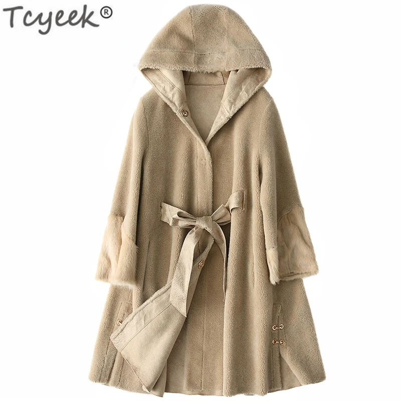 Long Moutons Manchette 2019 Vestes Hiver Femmes Tcyeek Vêtements Réel Vison Femelle Des Chaud Automne Laine Fourrure Manteau Lwl1375 Tonte De Naturel H41vU6