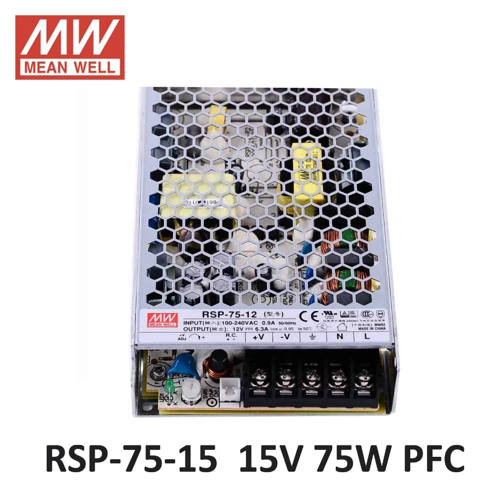 Original Mean Well Rsp 75 15 Switching Power Supply 15v 5a 75w Meanwell Ac Dc 15v Power Supply With Pfc Function Ul Ce Tuv Cb Switch Power Switching Power Supplyac Dc 15v Aliexpress