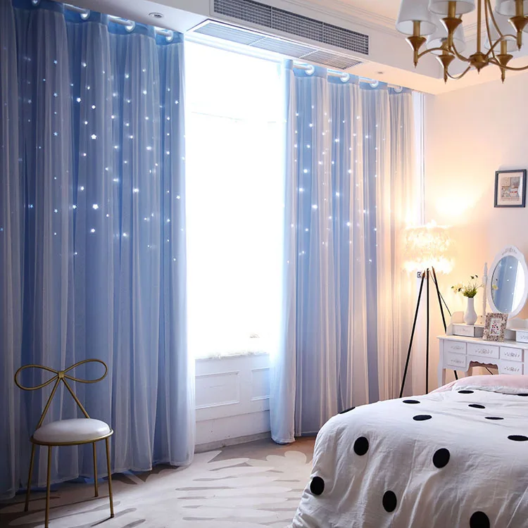 Cortinas Para la Sala de rosa azul hueco estrella de Cortinas de la ventana Para dormitorio romántico Cortinas Elegantes Para Sala Cortinas Para la Sala de rosa azul hueco estrella de Cortinas de la ventana Para dormitorio romántico Cortinas Elegantes Para Sala
