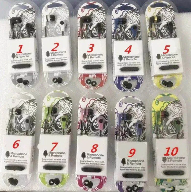 

hot 11color in stock wired headphones earbuds in ear earphones with microphone with retail package