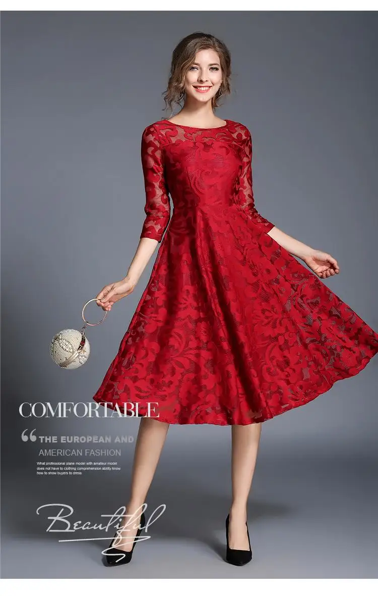 Платье большого размера для матери Бордовые длинные кружевные платья для матери невесты Свадебные платья с круглым вырезом - Цвет: Burgundy