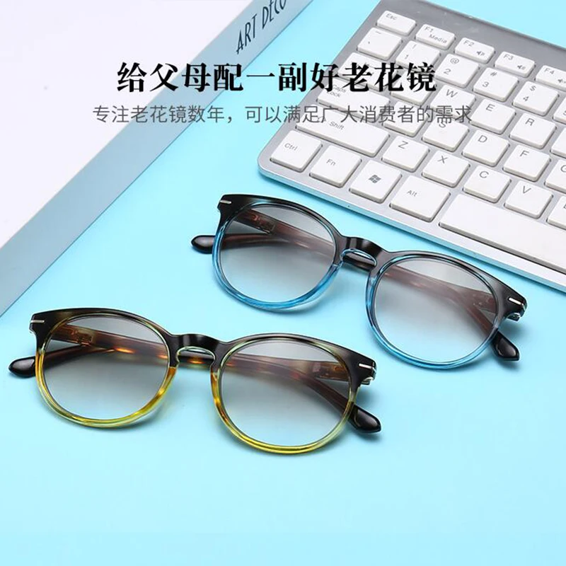 Новые мужские и женские градиентные очки для чтения ПК с круглой рамкой модные HD очки для чтения