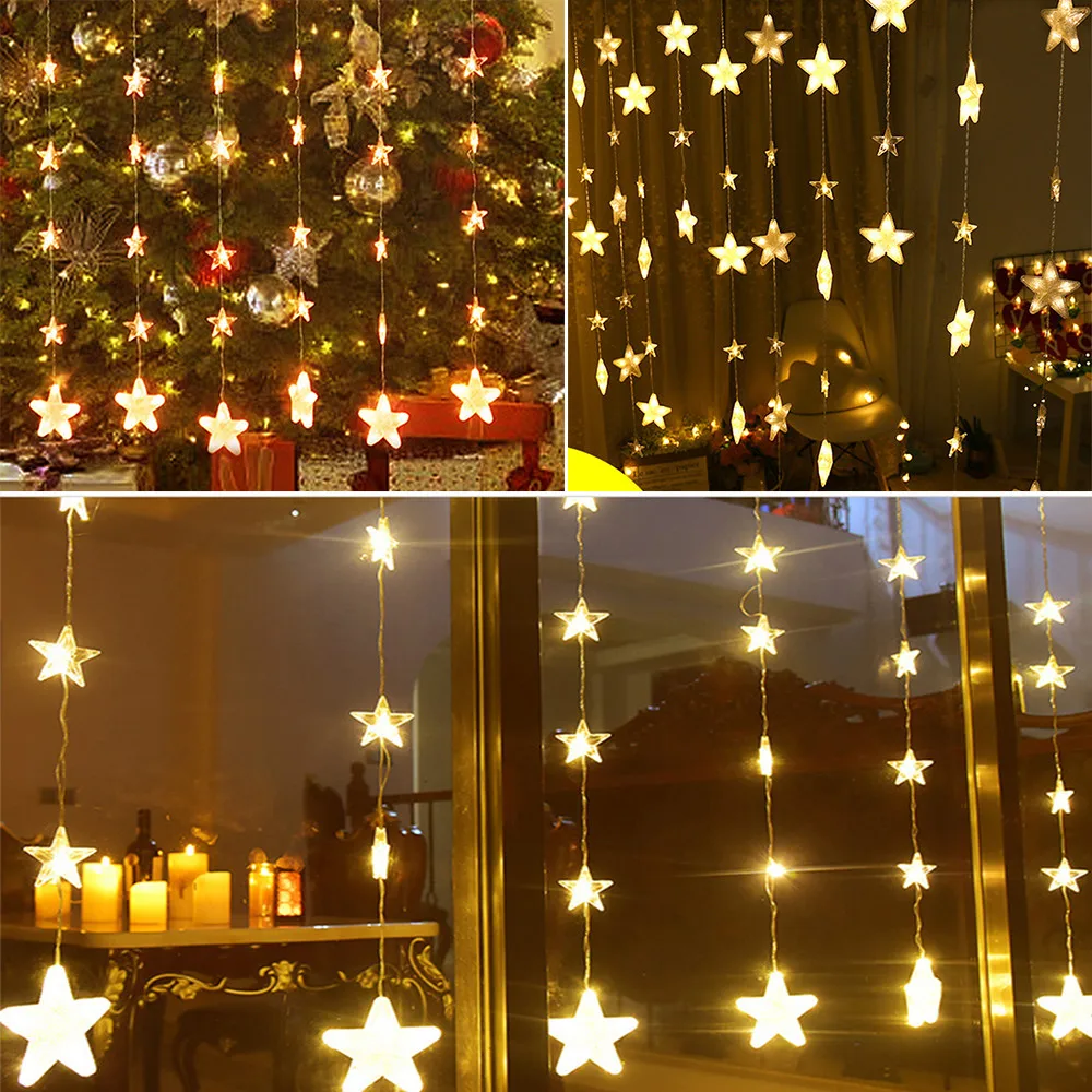 Star Curtain Lights 40 Stars Lights Window String Lights Plug in