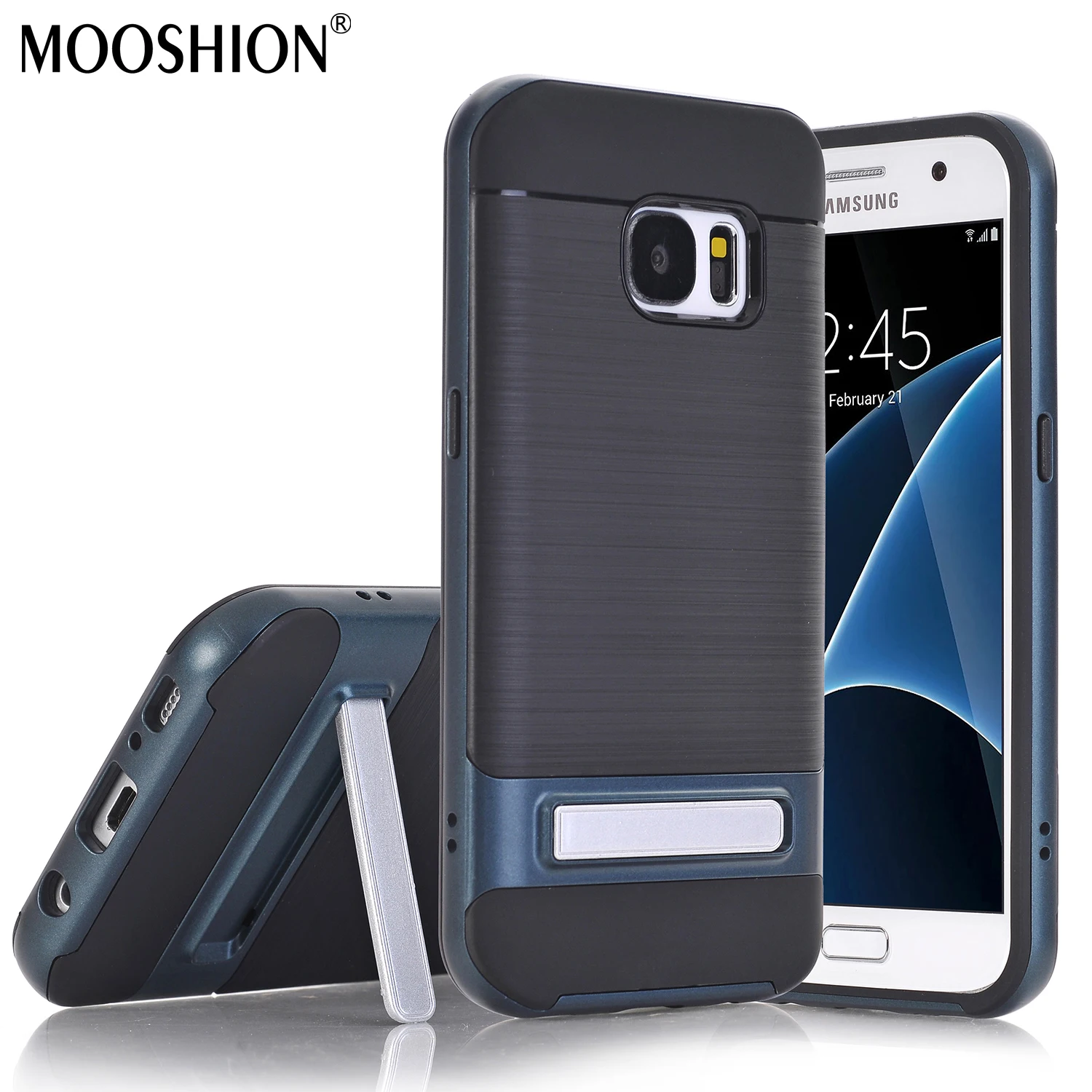 Mooshion Роскошные PC + TPU Чехол для Samsung Galaxy S7 Edge чехол Ultra Slim Панцири Kickstand Защитный edge |