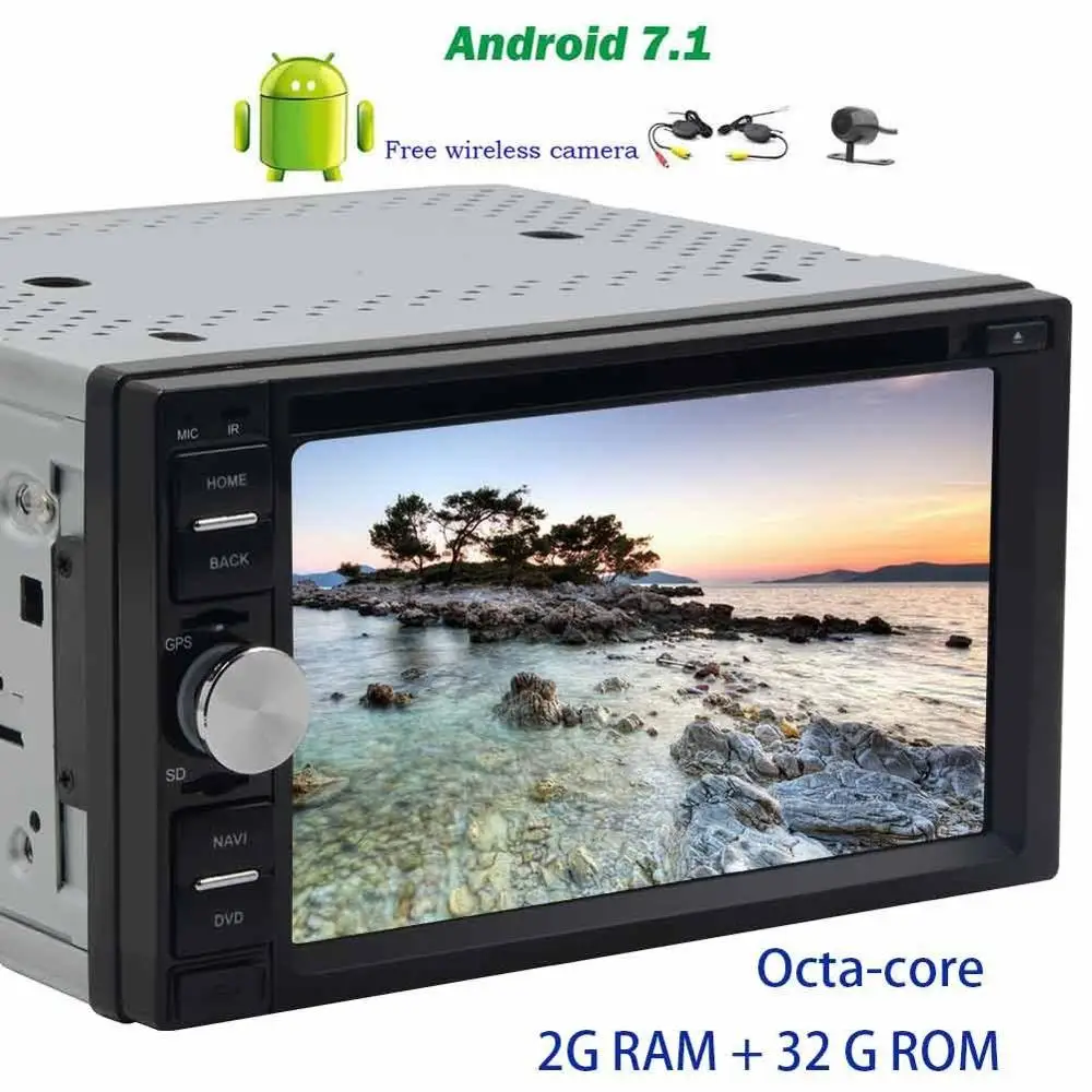 

Head Unit car pc 2 Din 7'' Android 7.1 Car radio Stereo auto radio GPS support DVD Play Bluetooth Wifi DVR+Wireless back camera