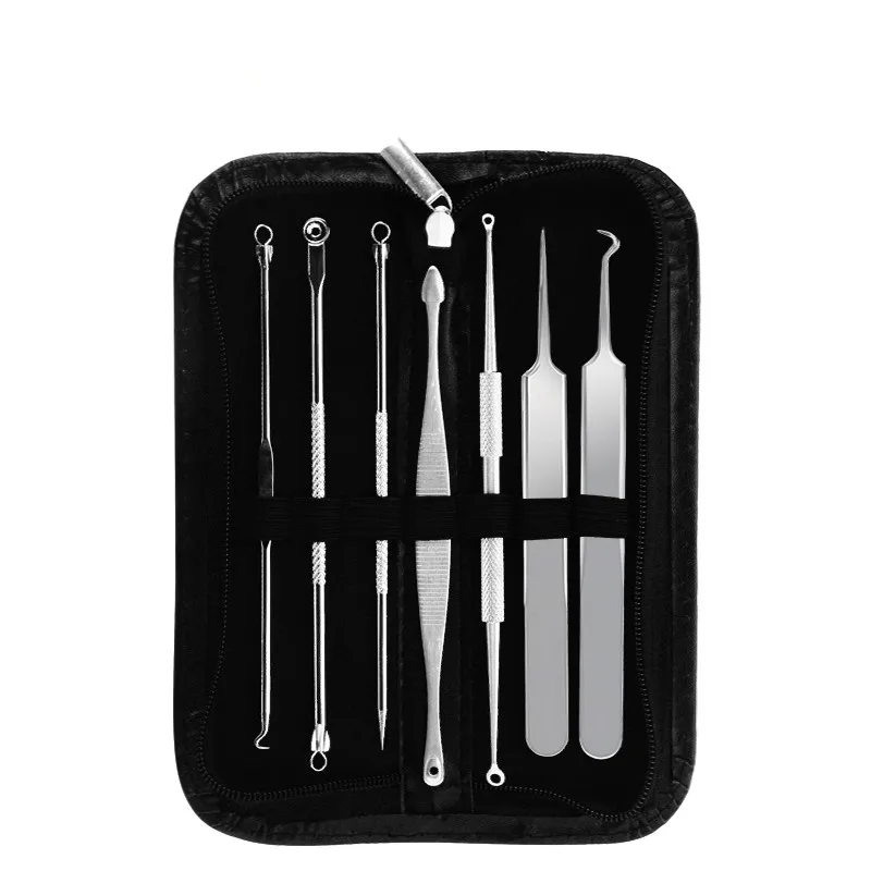 

New 7pcs stainless steel washer comedone extractor kit closed loop extractor blackhead remover tool