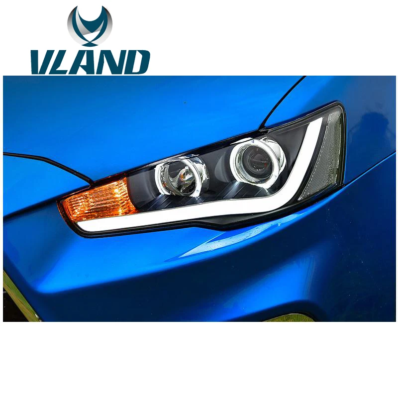 VLAND LED Car Headlight Assembly For Lancer EX/EVO 2008 2009 2010 2012 2015 with Bi-Xenon Lens+Angel Eyes+plug and play | Автомобили и