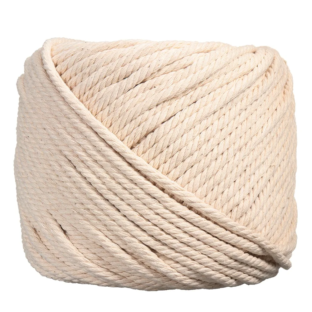 

1PCS Durable 4mmx100m Natural Beige White Macrame Cotton Twisted Cord Rope DIY Home Textile Accessories Craft
