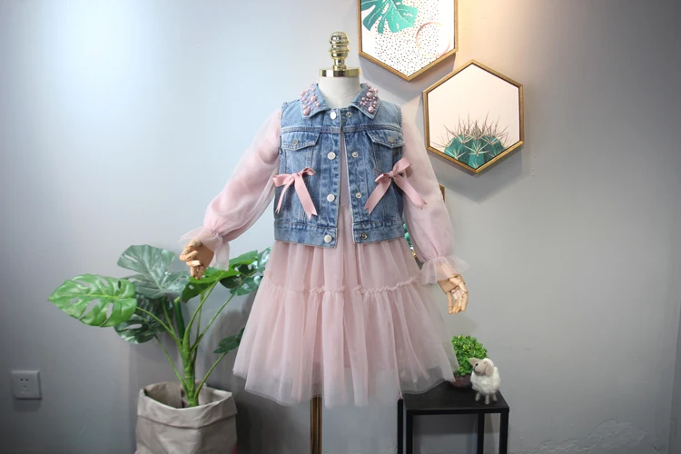 DZIECKO/платье для девочек; коллекция года; сезон лето; детская джинсовая одежда; джинсовое платье-пачка с бантом и карманами; весенние корейские платья для девочек; Милая одежда для малышей