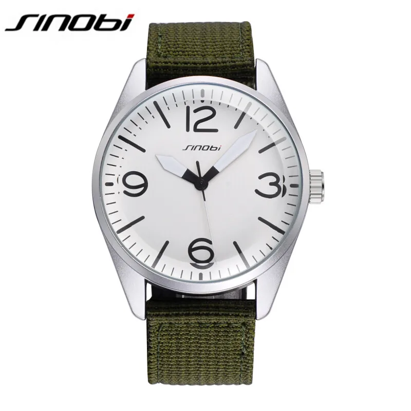 

SINOBI Watches Men Luxury Brand Quartz Watch Nylon Strap Analog Display Wristwatch Mens Popular Sports Clocks Male Horloges A292
