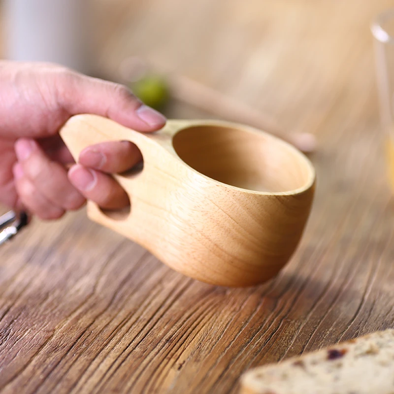 Finland Kuksa деревянная чашка Чай Портативный Кофе кружка с ручка из резины и дерева