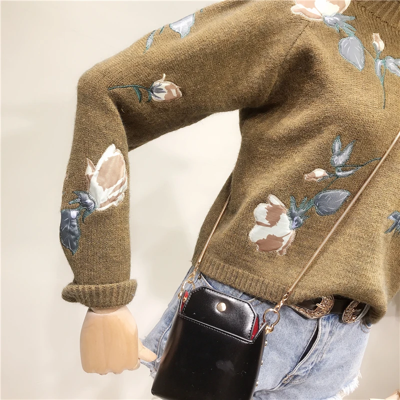 MUMUZI casual flower Sweater Women crewneck spring autumn female Knitted sweater Pullovers long Sleeve chic Soft Jumper tops