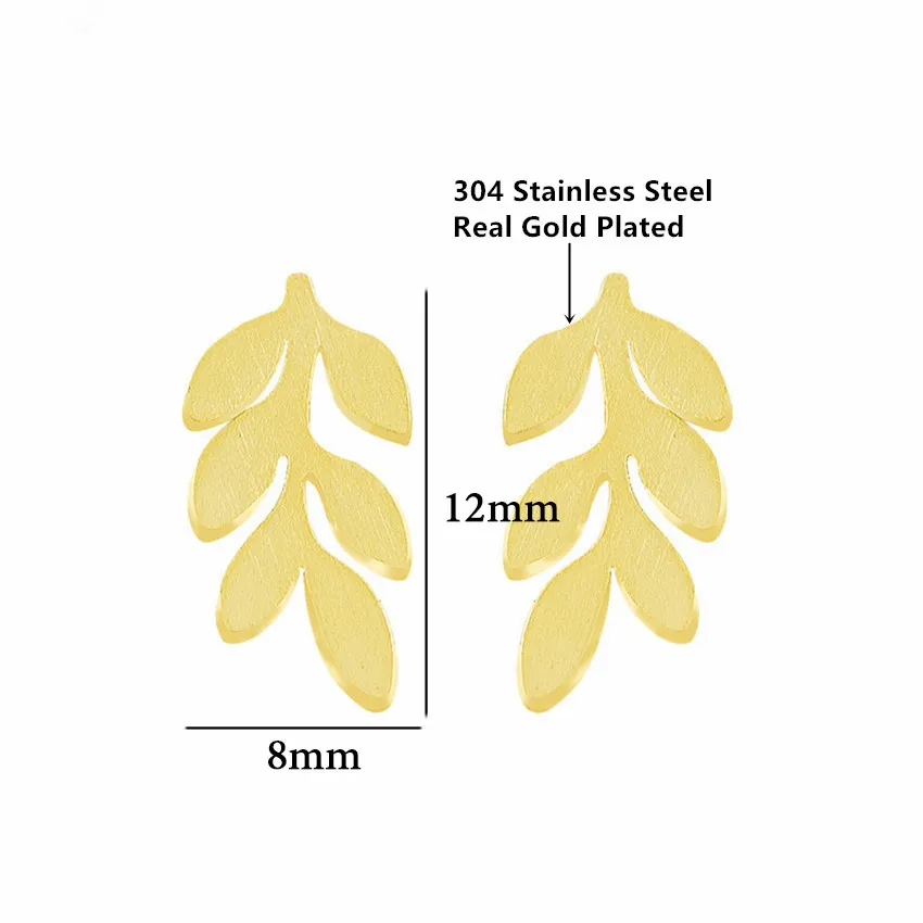 DIANSHANGKAITUOZHE Gold Silver Vintage Leaf Stud Earrings for Women Men Bijoux Stainless Steel Brincos De Festa Trendy Jewelry