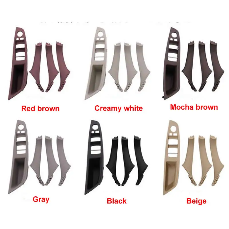 Best 4pcs Left Hand Drive LHD For BMW 5 series F10 F11 Gray Beige Black Car Interior Inner Door Handle Panel Pull Trim Cover