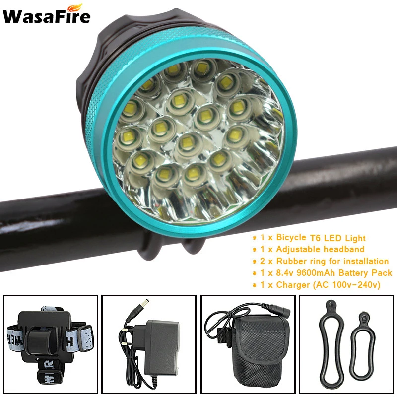 Велосипедный светильник WasaFire 40000lm, 16* XML-T6 светодиодный фонарь для велосипеда+ 9600 мА/ч аккумулятор, велосипедный передний светильник, головной светильник, аксессуары для езды на велосипеде