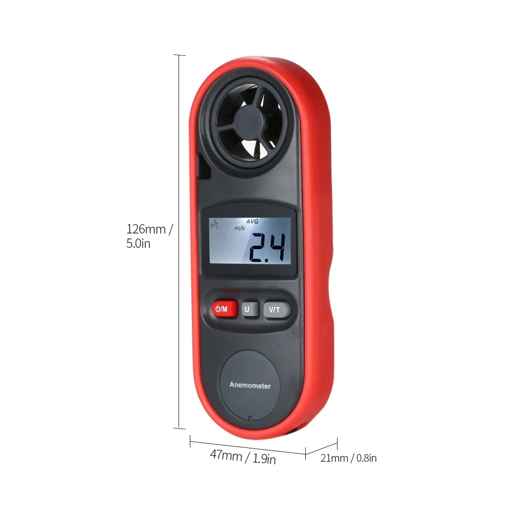2 в 1 Анемометр-термометр цифровой анемометр измеритель скорости ветра датчик температуры Большой ЖК-дисплей с подсветкой