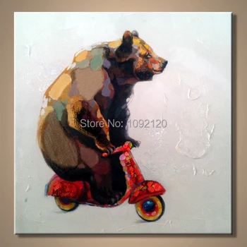 

The Living Room Decorative Painting Pure Hand Painting Minimalism Paintings Bear The Vehicle Animal Picture Decor