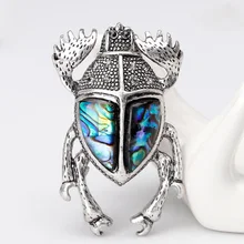 Donia joyería antigua plata retro vivo metal shell escarabajo forma broche bufanda pin sombrero abrigo joyería hermoso punk de los hombres broche(China)