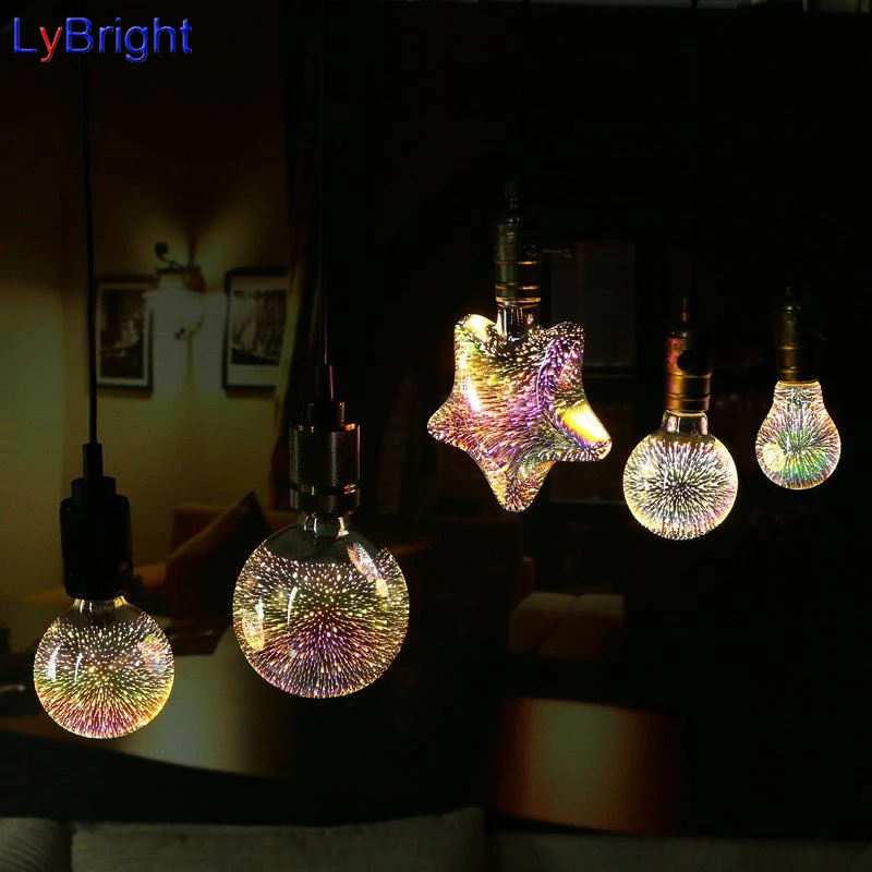 

Vintage Edison Bulbs E27 5W AC 85-265V LED Warm White 3D Decorative Edison Light Bulbs Holiday Party Lamp Living Room Bedroom