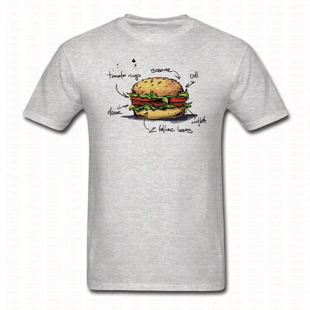 Fashion 3D Food Printed Hamburger T Shirt Funny Brand Clothing Hip Hop Cotton O Neck Shirts Tops