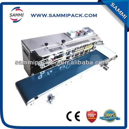 

continuous plastic foil bag sealing machine with date coding